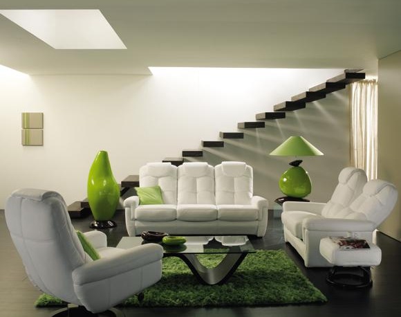 Décoration salon vert pomme