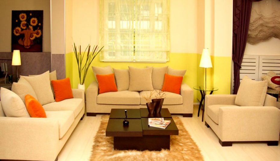 Decoration interieur salon orange