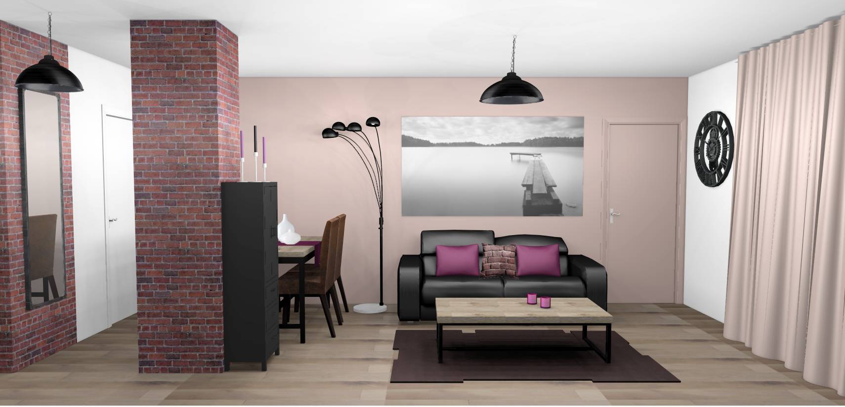 Tableau décoration salon prune