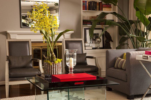 Decoration salon fauteuil rouge