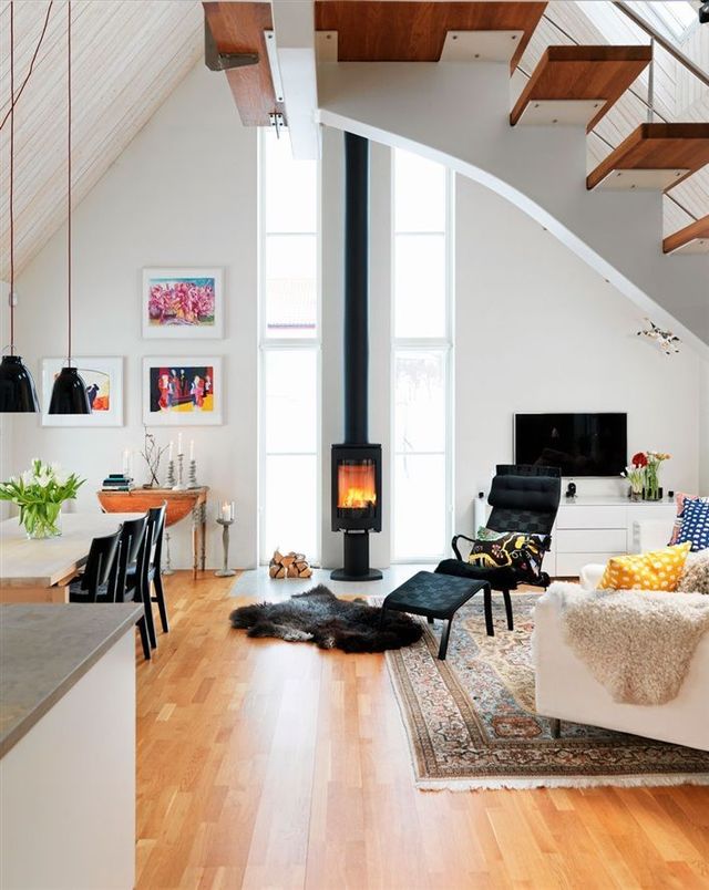 Decoration salon avec poele
