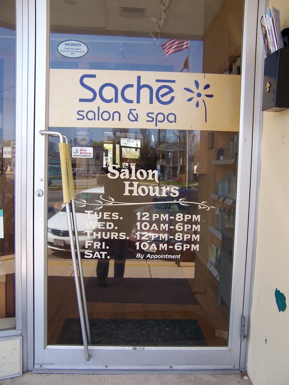 Salon window decoration