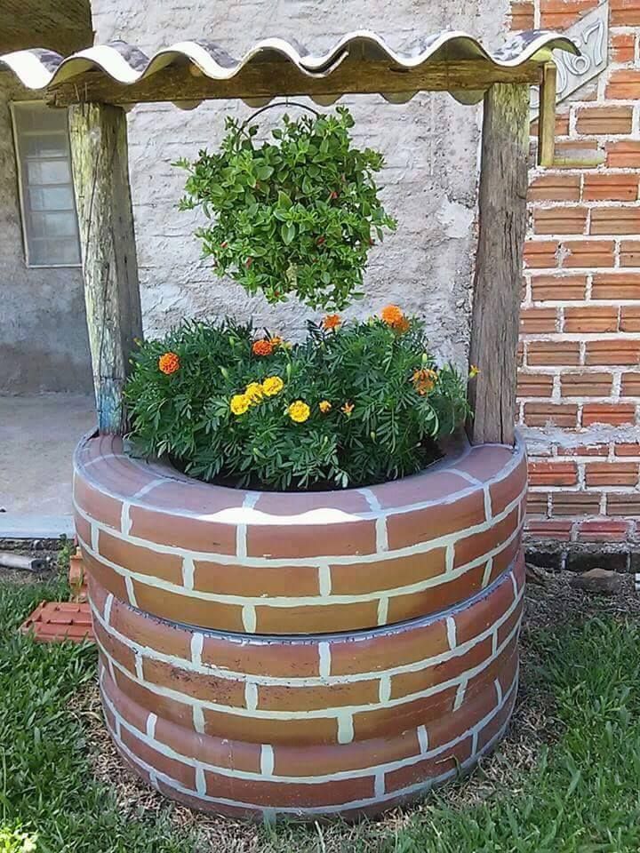Idee decoration jardin avec pneu