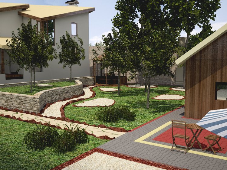 Jardin et décoration 3d extérieure