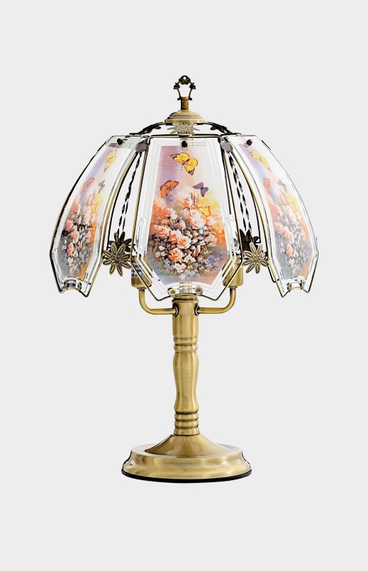 Lampe de chevet avec abat jour en verre