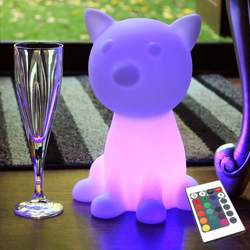 Lampe de chevet chat led sans fil multicouleurs