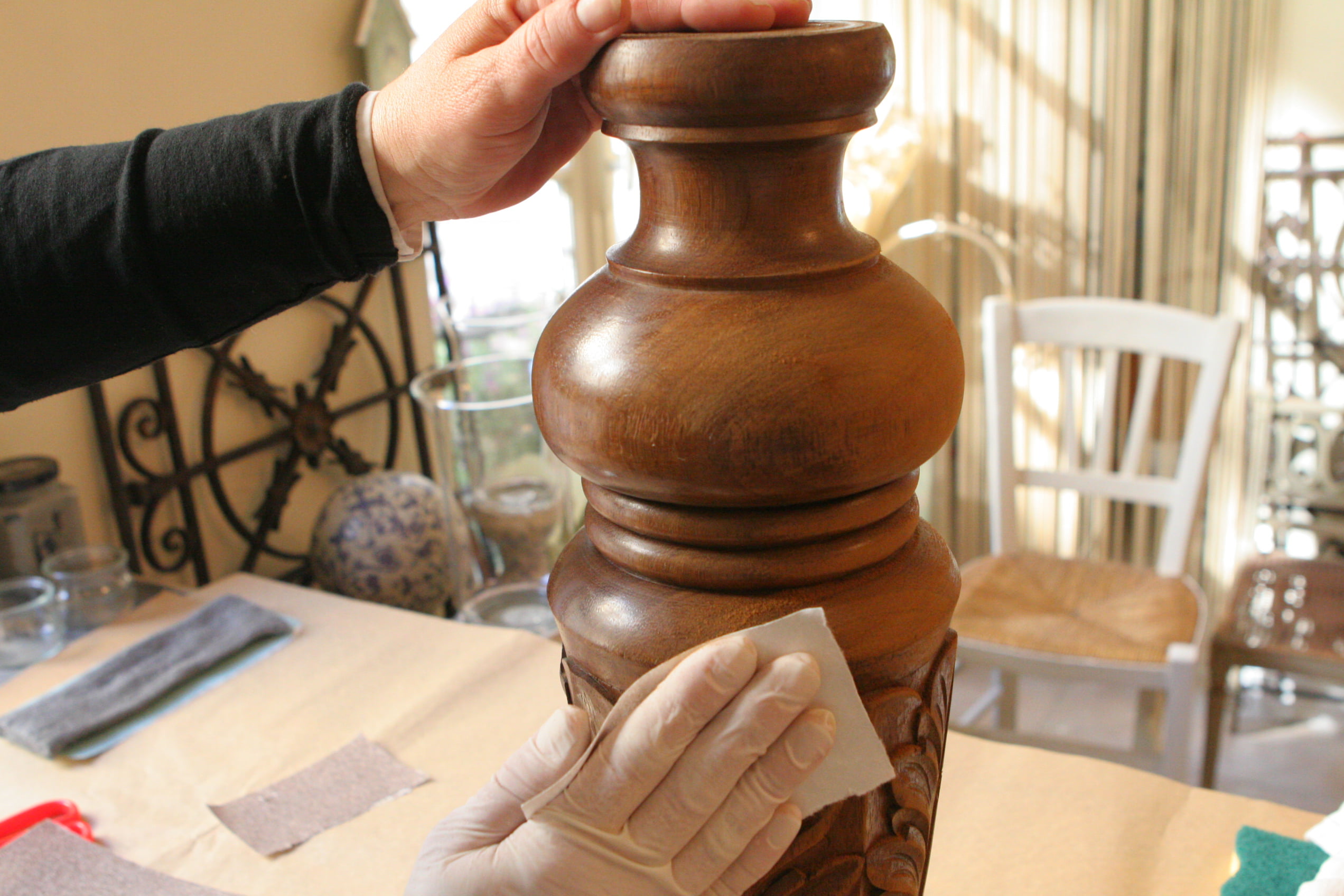 Renover un lampadaire en bois
