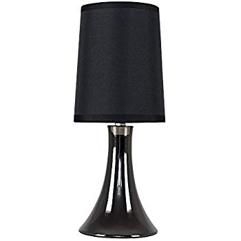 Lampe de chevet touch pied metal abat jour noir