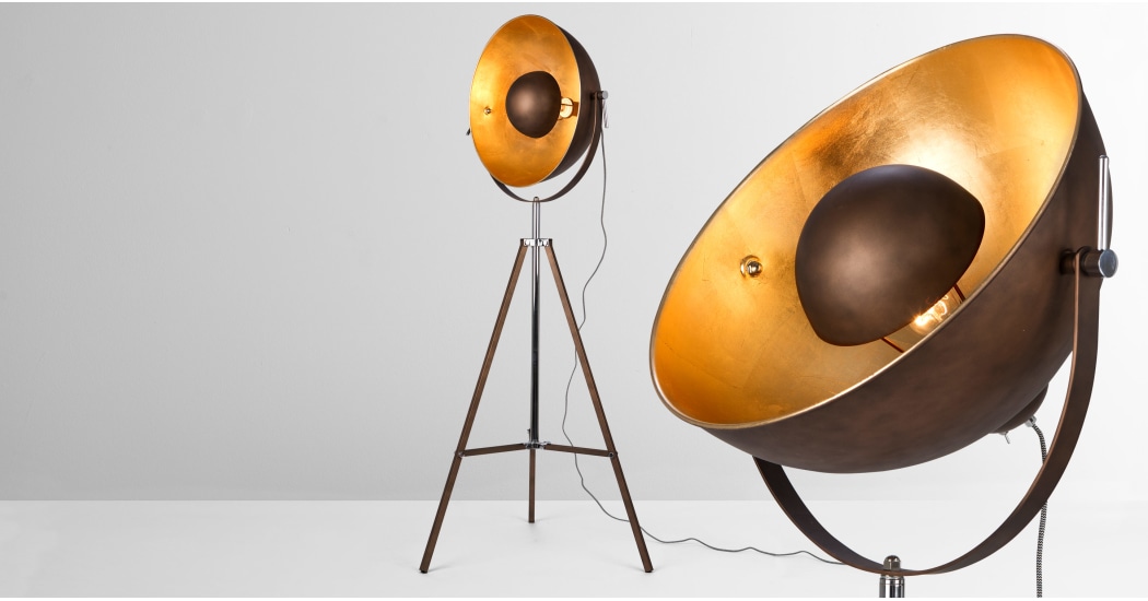 Lampadaire tripode cuivre