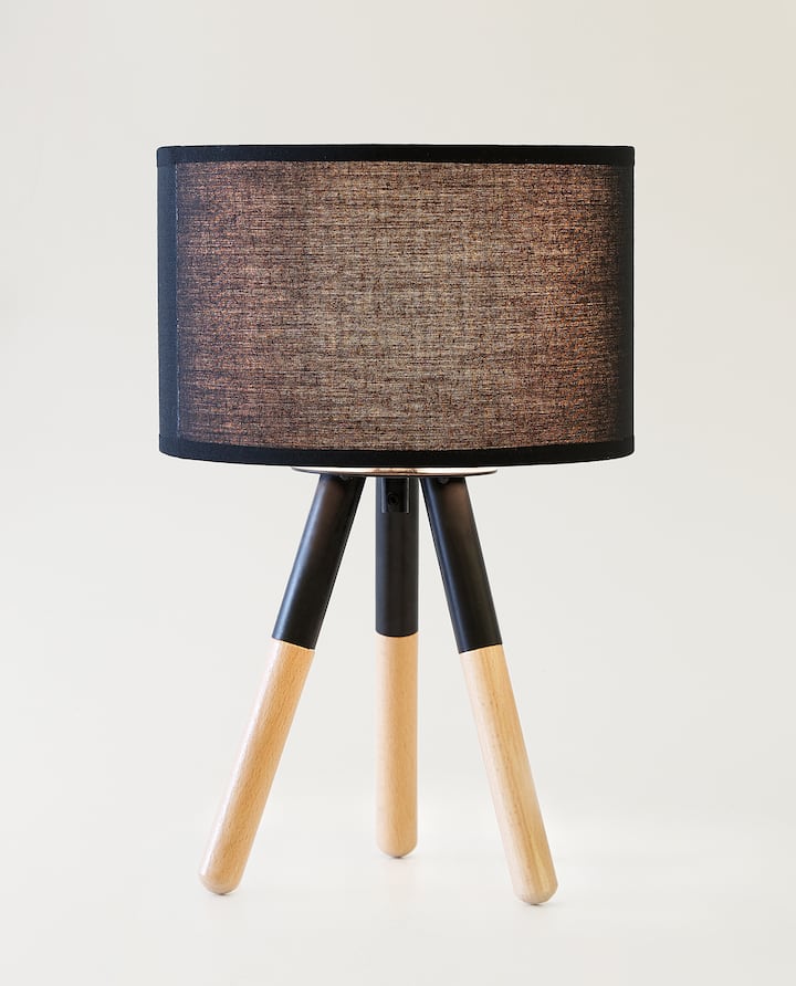 Lampe de chevet cuivre bois