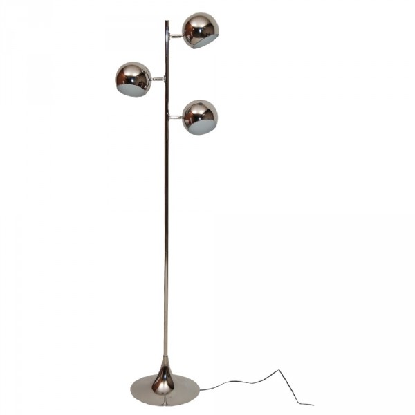 Lampadaire 5 tetes en acier chrome