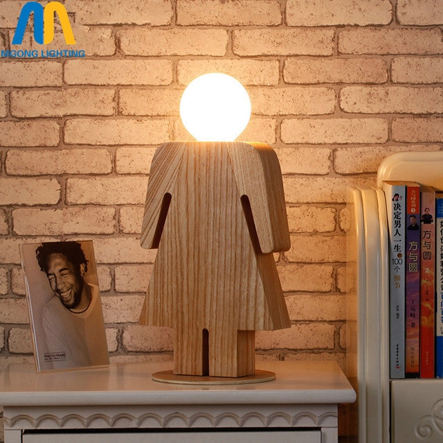 Lampe de chevet bois garçon