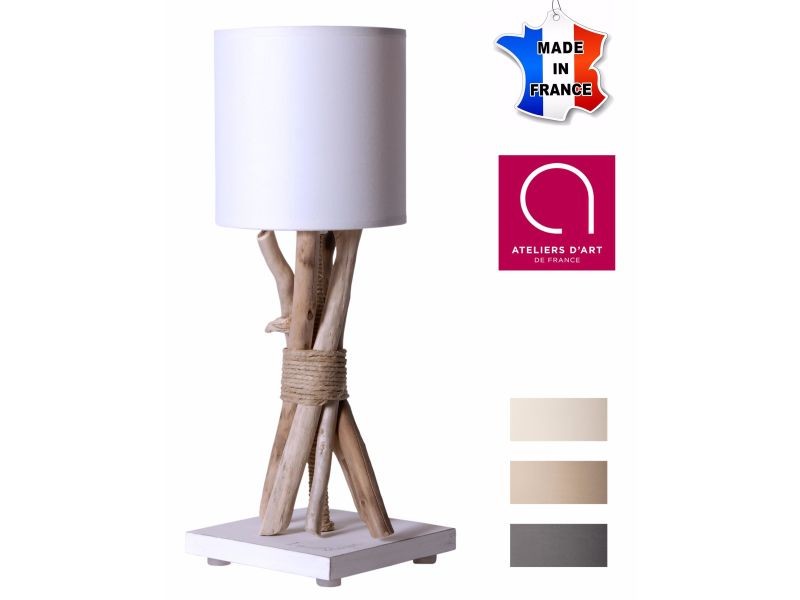 Lampe de chevet bois flotté conforama