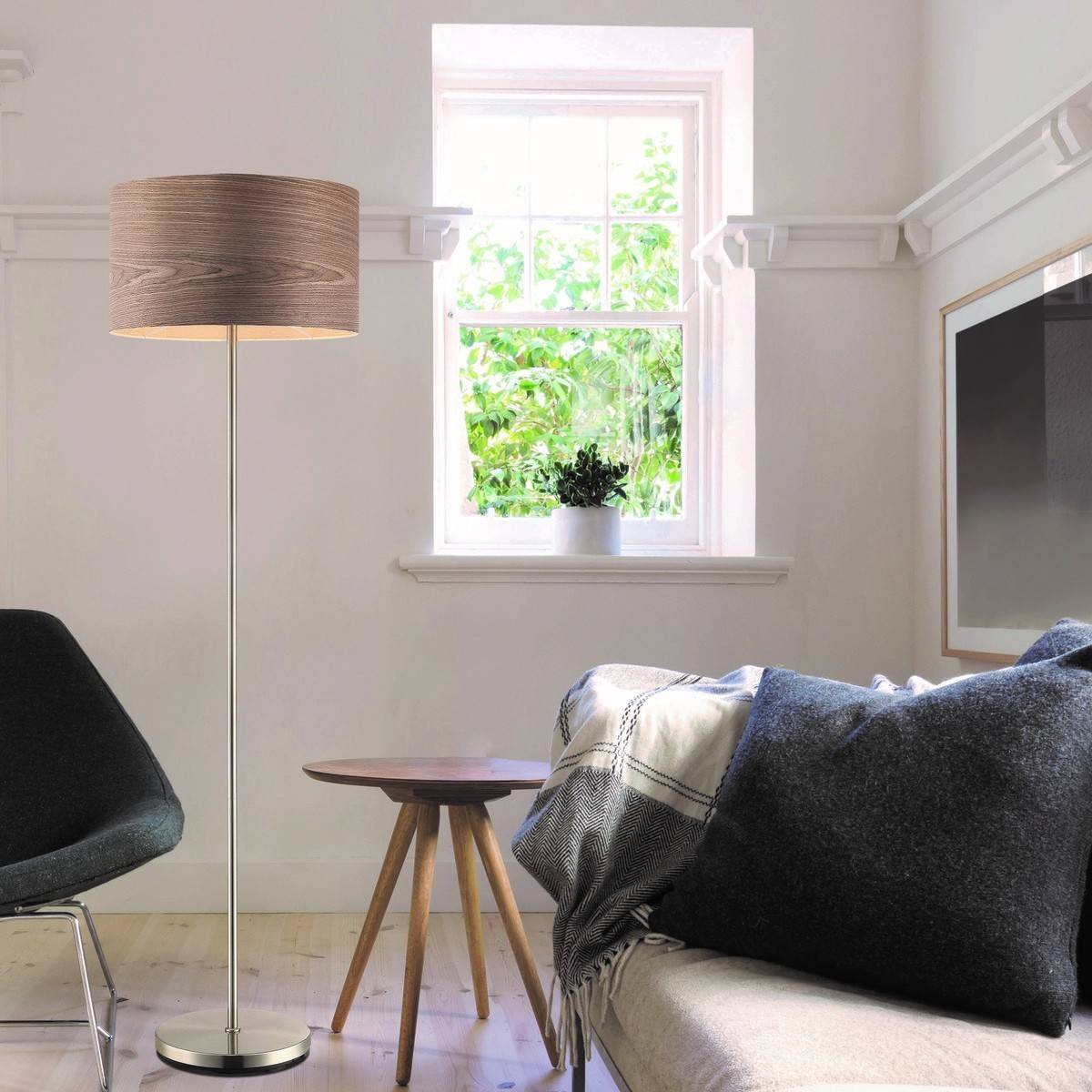 Lampadaire salon bois et metal