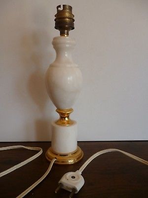Lampe de chevet pied albatre blanc