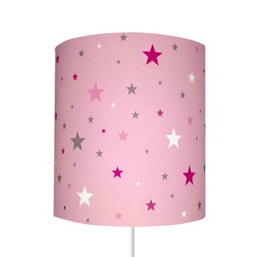 Lampe de chevet abat jour rose fuchsia étoilé