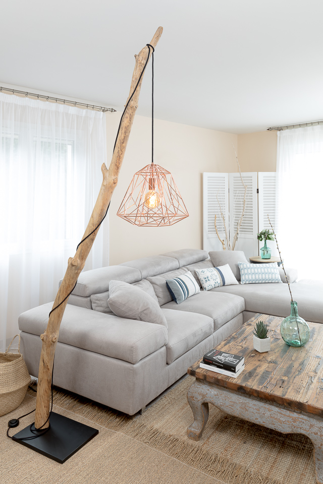 Lampe design bois flotté