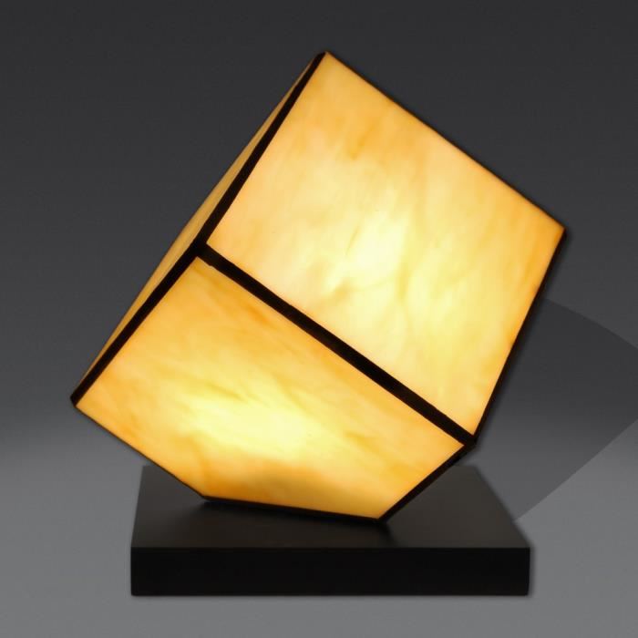 Lampe de chevet cube bois