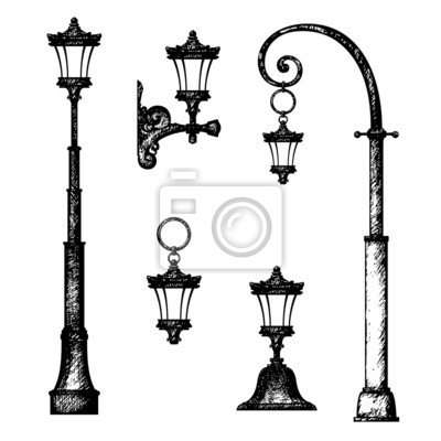 Lampadaire exterieur en dessin