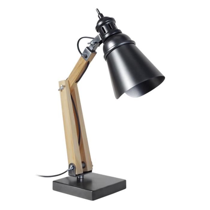 Lampadaire industriel bois metal