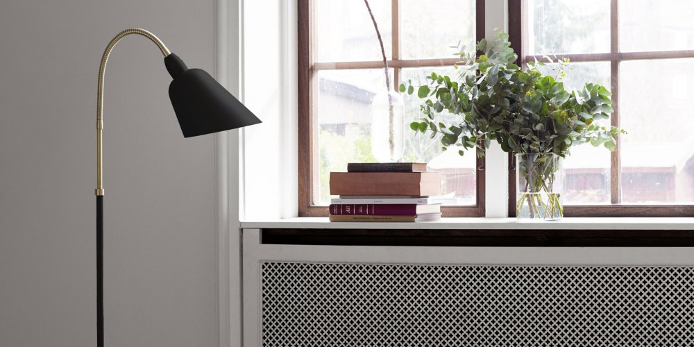 Lampadaire pied noir et cuivre