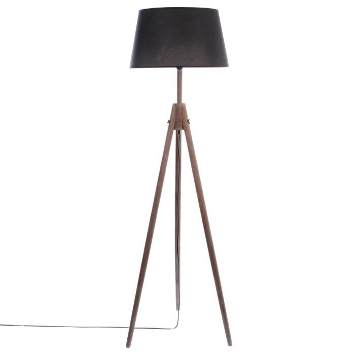 Lampadaire bois et noir