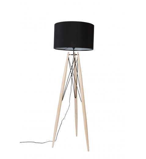 Lampadaire trepied bois et metal