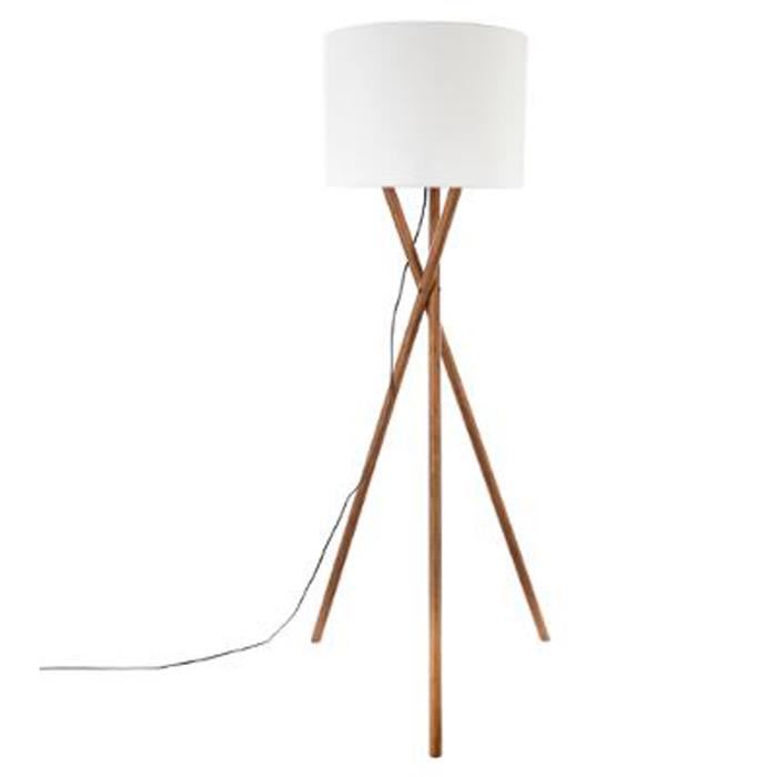 Lampadaire bois abat jour blanc