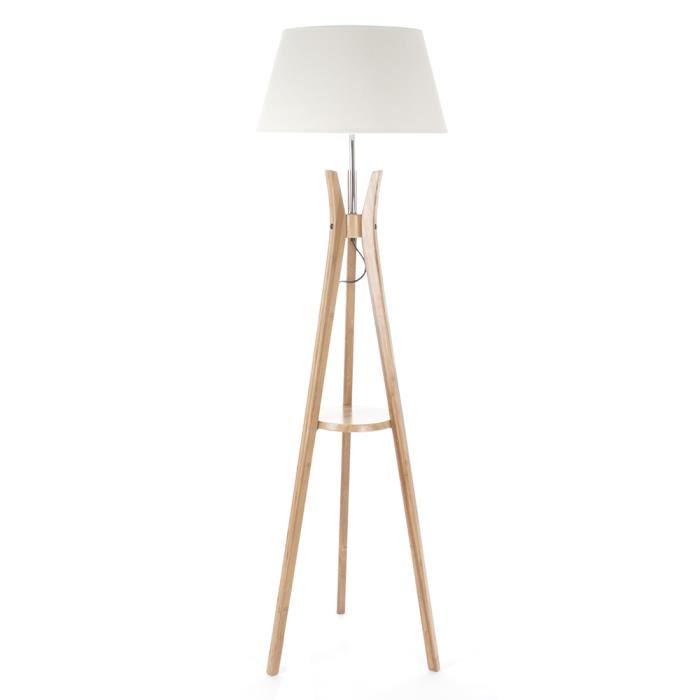 Lampadaire bois avec tablette