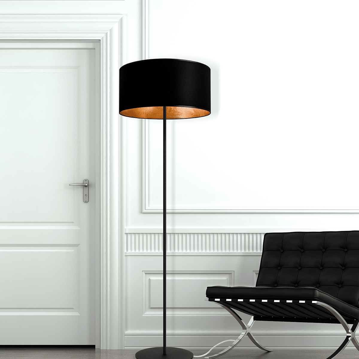 Lampadaire noir doré