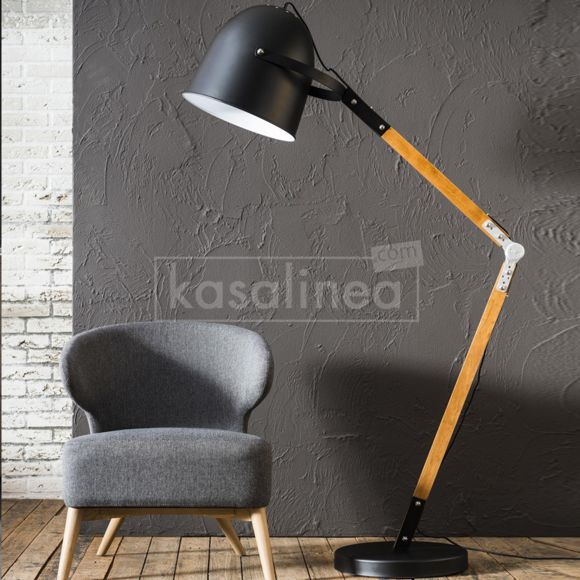 Lampadaire industriel bois