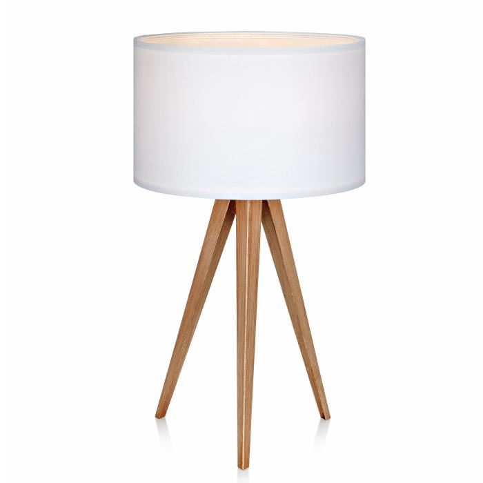 Lampe de chevet trépied blanc