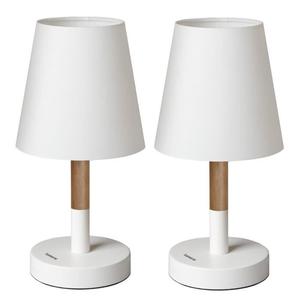 Lampe de chevet blanc et bois chene