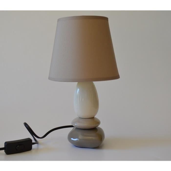 Lampe de chevet galet taupe