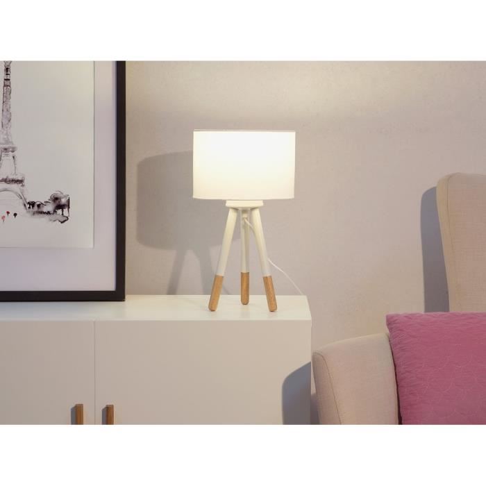 Lampe de chevet trépied en bois