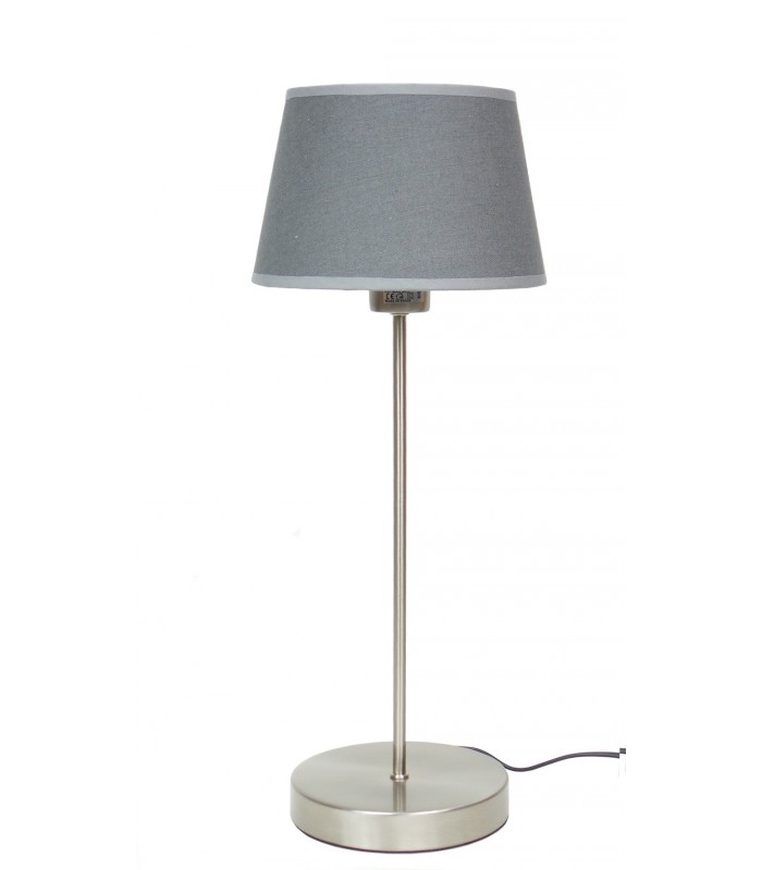 Lampe de chevet grise pied bois