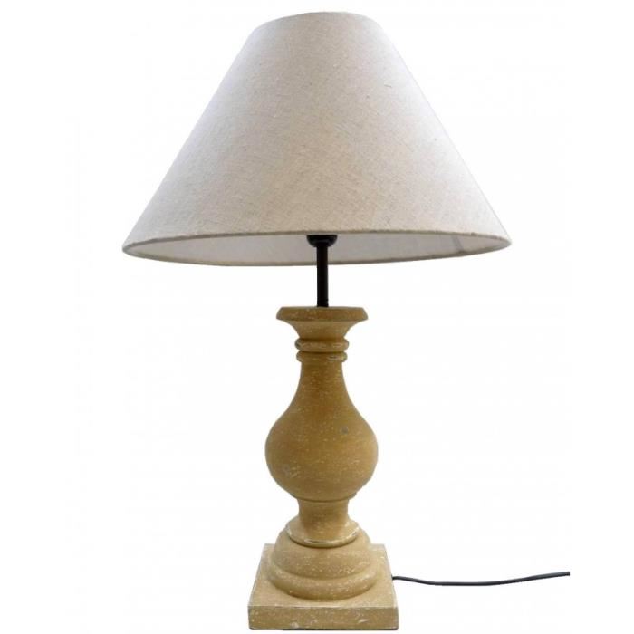 Lampe de chevet pied rond en bois