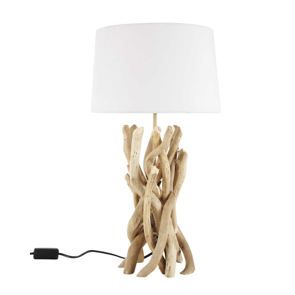 Lampe design en bois flotté