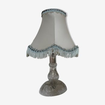 Lampe de chevet pied orange a frange vintage