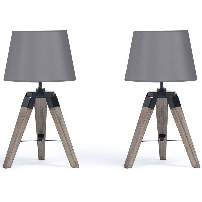 Lampe de chevet trépied bois