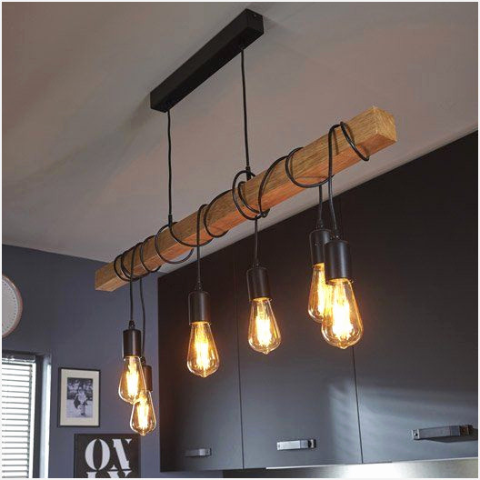 Lampe suspension bois design