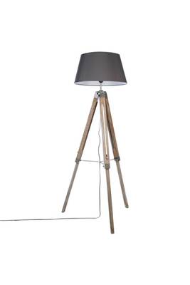 Lampadaire trepied bois gris