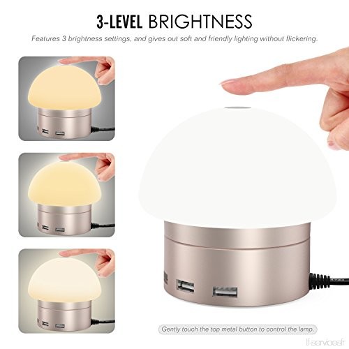 Lampe de chevet tactile usb
