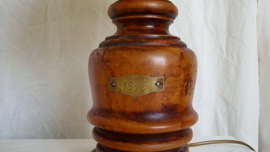 Lampe de chevet bois et laiton