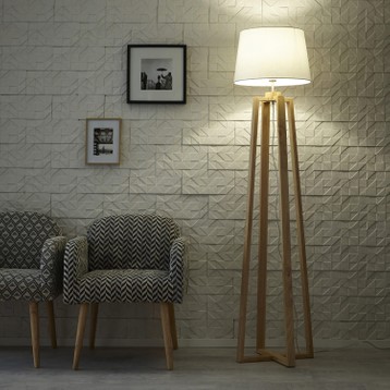 Lampadaire pied bois